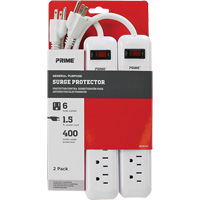 Surge Protector 2-Pack, 6 Outlets, 400 J, 1875 W, 1.5' Cord XJ247 | Edmonton Safety Supplies