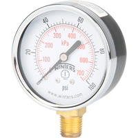 Pressure Gauge, 2-1/2" , 0 - 100 psi, Bottom Mount, Analogue YB882 | Edmonton Safety Supplies